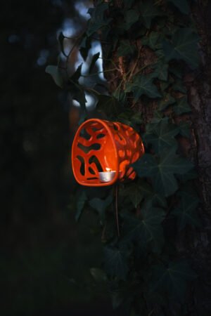 Murale porte bougie orange