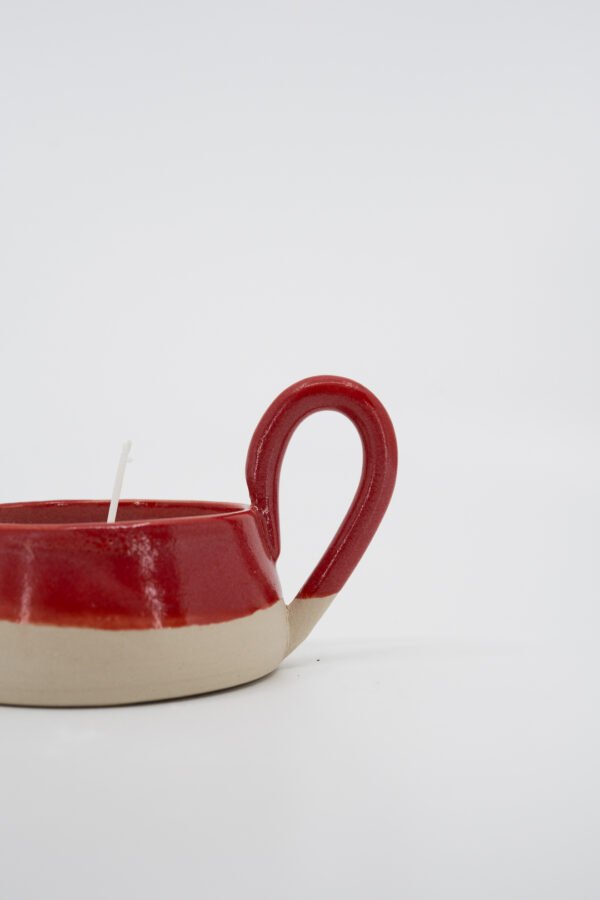 DSC02280 Bougie avec anse - Émail framboise & parfum coton